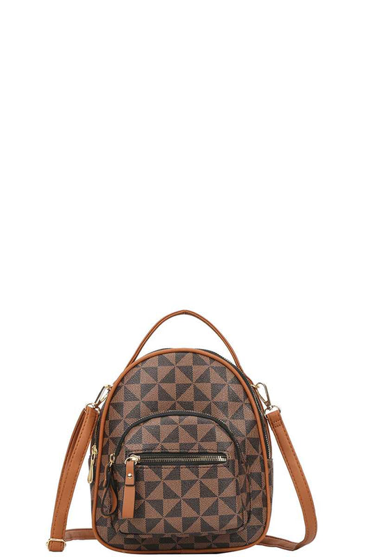 FASHION MONOGRAM ZIPPER DESIGN OVAL BACKPACK