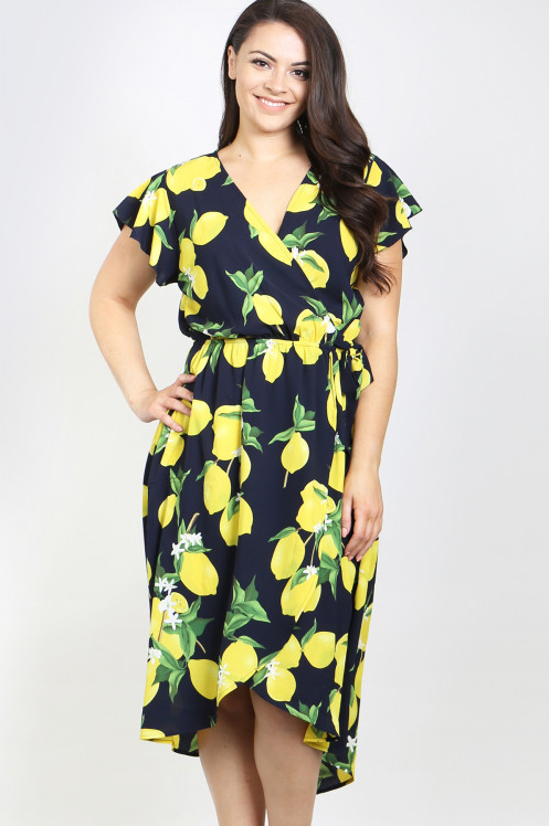 Navy Yellow Plus Size Dress