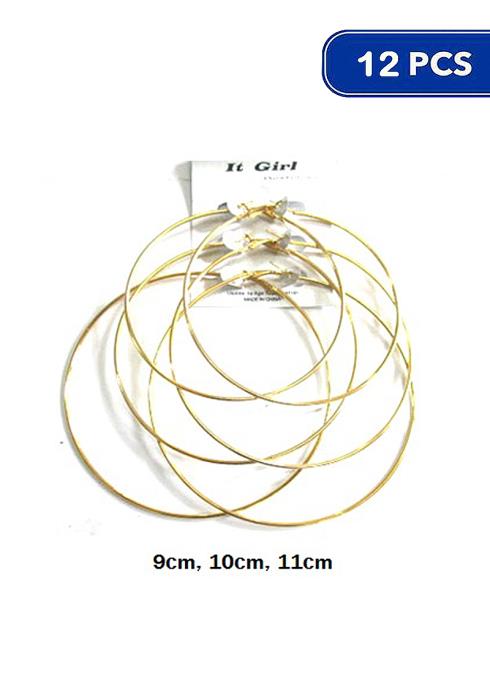 Fashion Basic Metal Hoop Earring  - Gd (Dozen per Pack)