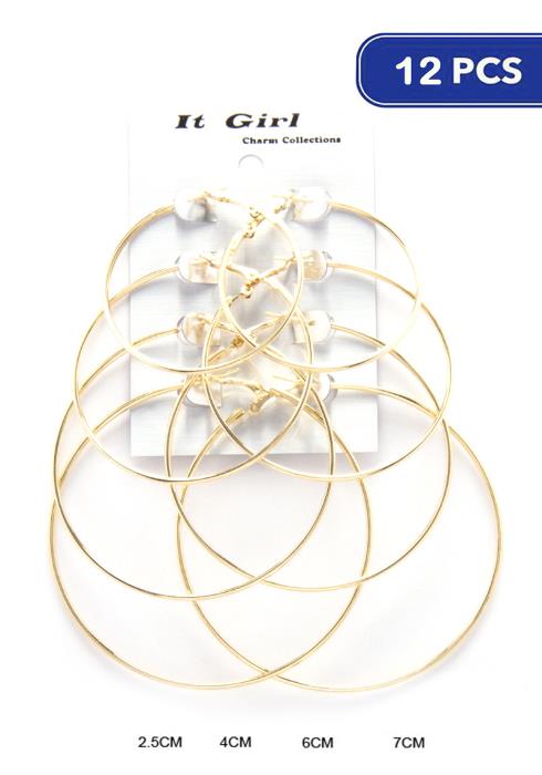 Fashion Basic Metal Hoop Earring  - Gd (Dozen per Pack)