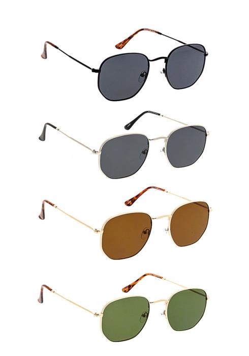 Unisex Classic Metal Rounded Aviator Sunglasses 1 Dozen (Dozen per Pack)