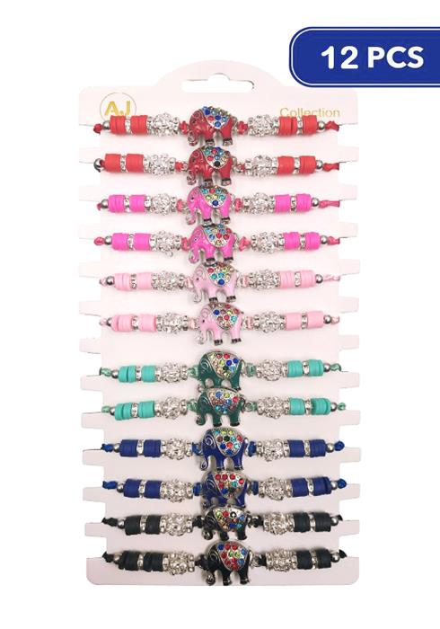 Fashion Elephant Bead Bracelet   (Dozen per Pack)