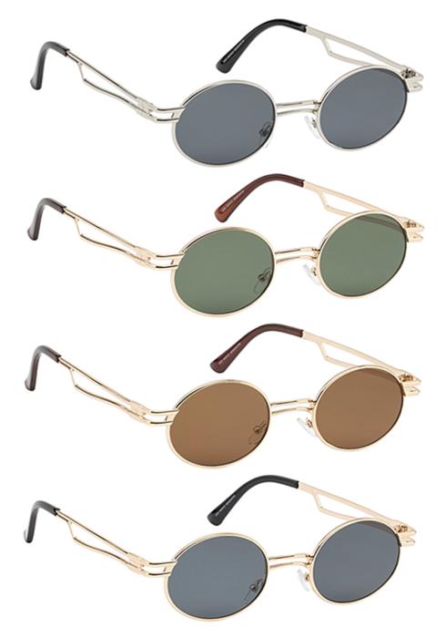 Round Metal Shape Frame Sunglasses  (Dozen per Pack)