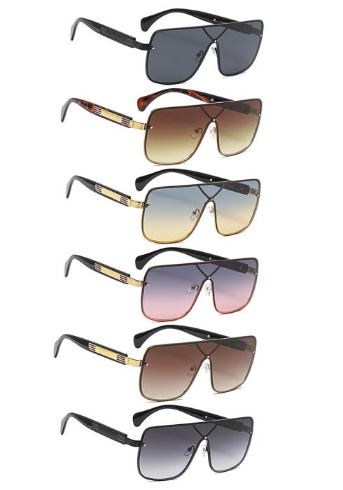 Modern Stylish Square Metal Design Sunglasses  (Dozen per Pack)