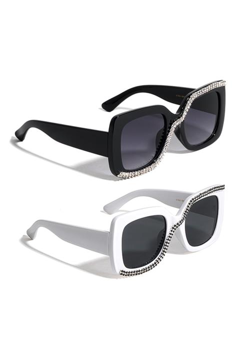 Rhinestone Crossed Line Butterfly Sunglasses  (Dozen per Pack)