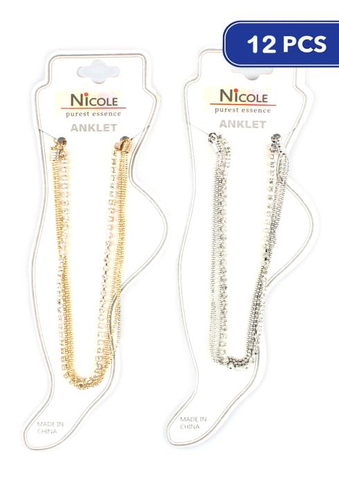 Fashion Rhinestone Chain Anklet   (Dozen per Pack)