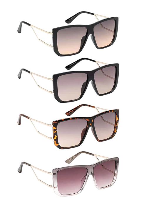 Fashion Square Metal Frame Design Sunglasses  (Dozen per Pack)