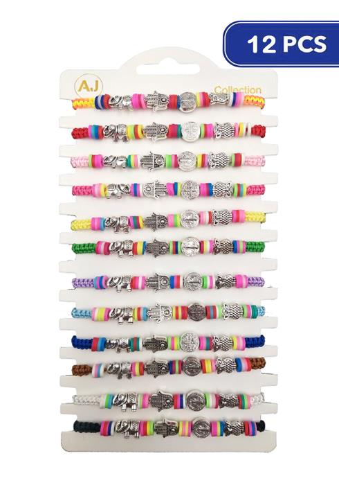 Fashion Hamsa Bead Bracelet   (Dozen per Pack)