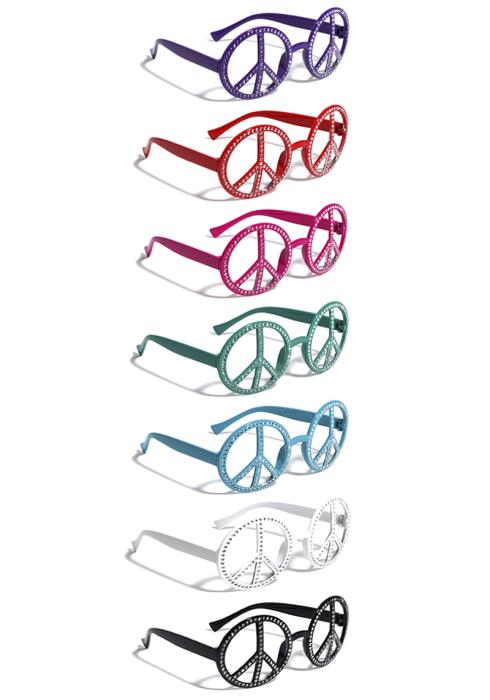 Party Round Peace Rhinestone Sunglasses  (Dozen per Pack)