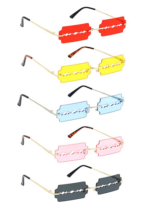 Fashion Razor Blade Color Design Sunglasses  (Dozen per Pack)