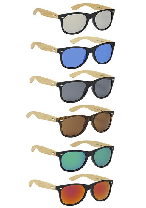 Superior Popular Classic Silhouette Bamboo Sunglasses  (Dozen per Pack)