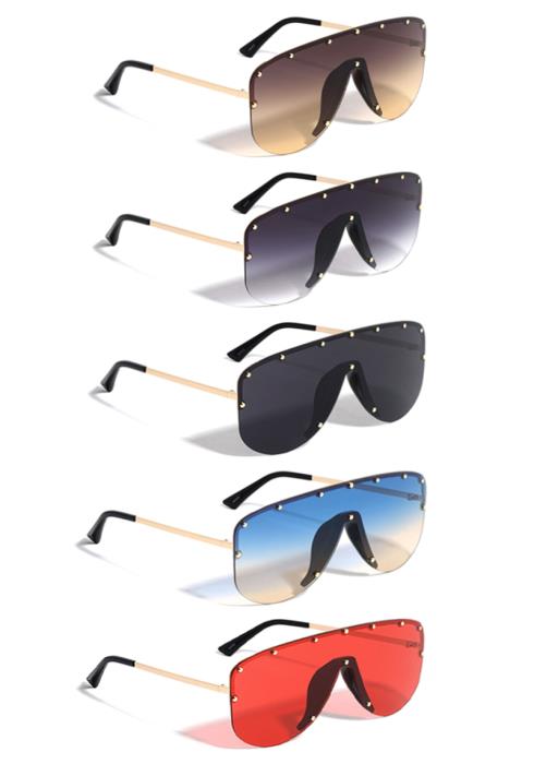 Oversized Round One Piece Shield Sunglasses  (Dozen per Pack)