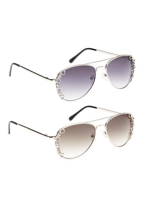 Fashion Crystal Metal Pattern Aviator Sunglasses  (Dozen per Pack)