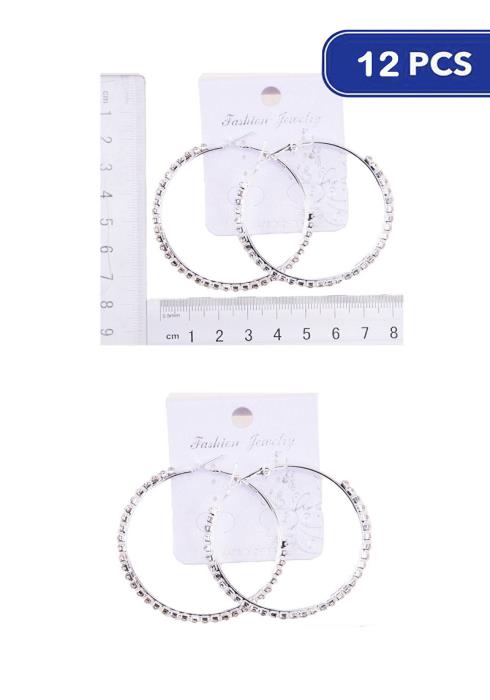 Rhinestone Hoop Earring   (Dozen per Pack)