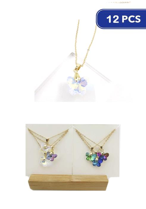 Fashion Crystal Stone Butterfly Necklace   (Dozen per Pack)