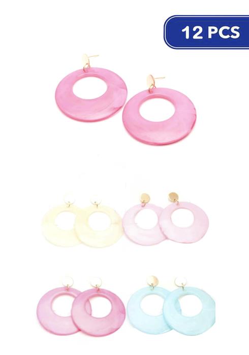 Fashion Acetate Round Dangle Earring   (Dozen per Pack)