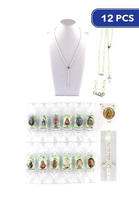 Rosary Glow In The Dark Religious Prayer Necklace   (Dozen per Pack)