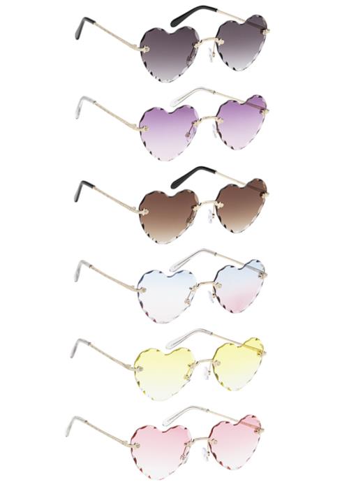 Heart Shape Colored Sunglasses  (Dozen per Pack)