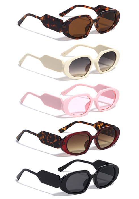 Thick Thin Temple Oval Sunglasses  (Dozen per Pack)