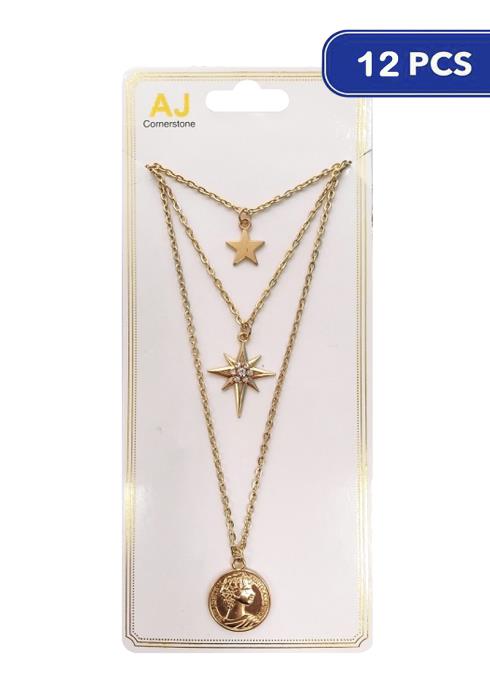 Fashion Star Coin Pendant Necklace  - G (Dozen per Pack)