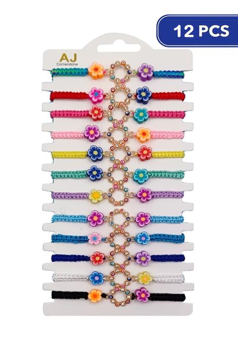 Fashion Flower Evil Eye Bracelet   (Dozen per Pack)