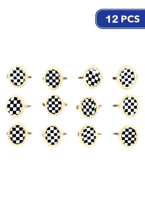 Fashion Check Round Ring   (Dozen per Pack)