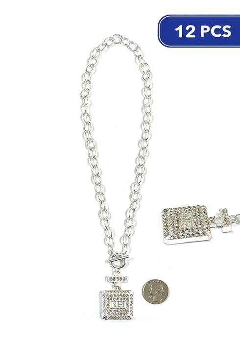 Fashion Rhinestone N5 Square Chain Necklace  - S (Dozen per Pack)