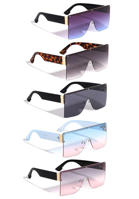 Rimless Flat Top Shield Sunglasses  (Dozen per Pack)