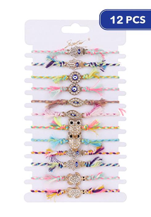 Evil Eye Thread Bracelet   (Dozen per Pack)