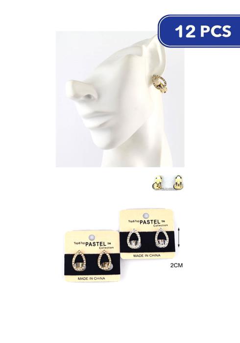 Fashion Rhinestone Teardrop Clip On Earring   (Dozen per Pack)