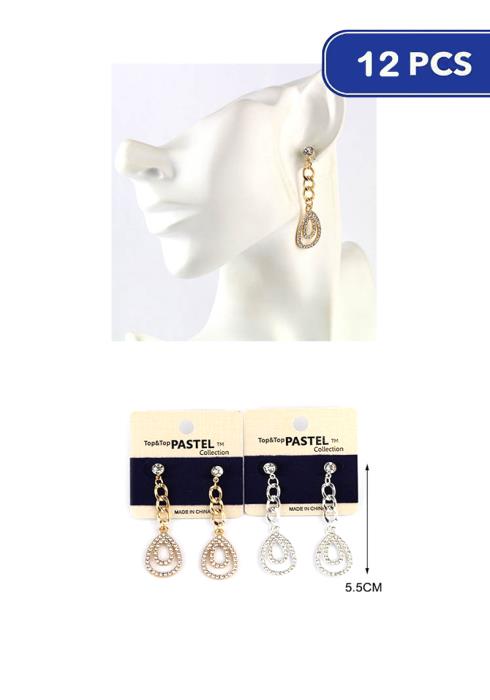 Fashion Rhinestone Teardrop Drop Earring   (Dozen per Pack)