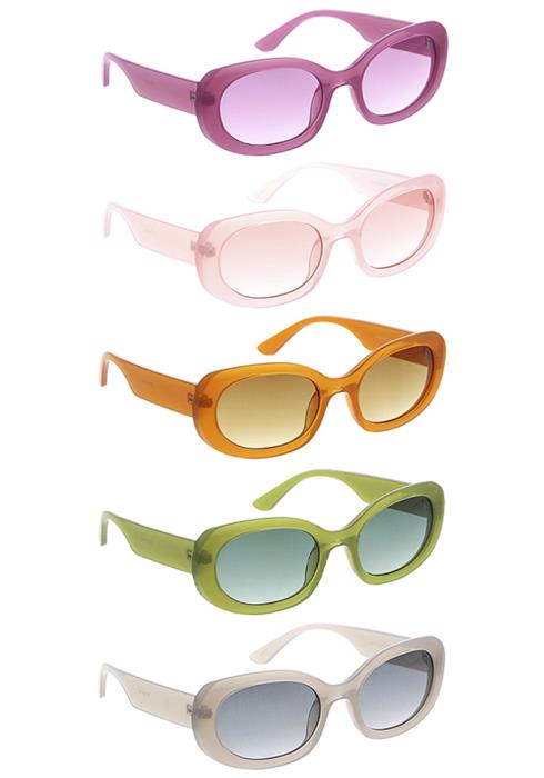 Trendy Oval Color Smooth Sunglasses  (Dozen per Pack)