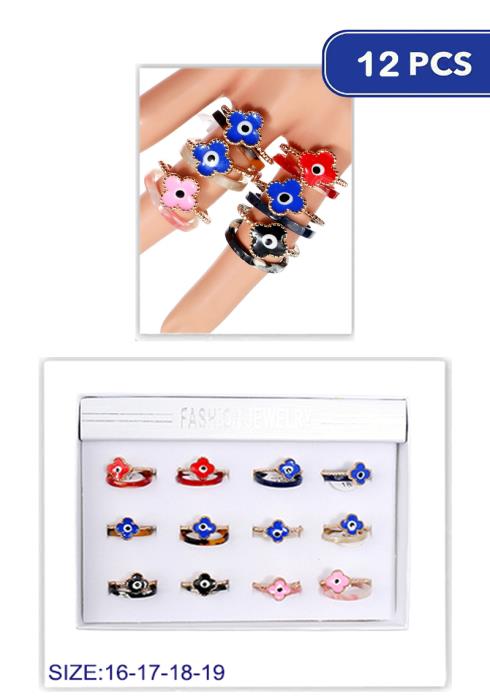 Chic Acrylic Flower Eye 2 Pc Ring Set   (Dozen per Pack)