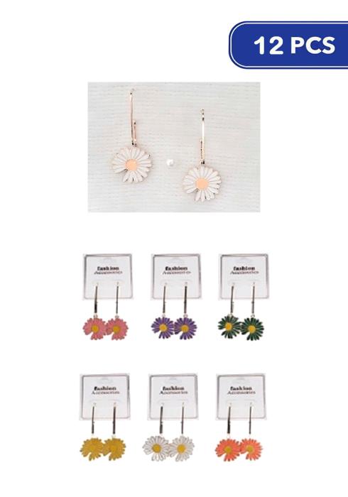 Flower Dangle Metal Earring   (Dozen per Pack)