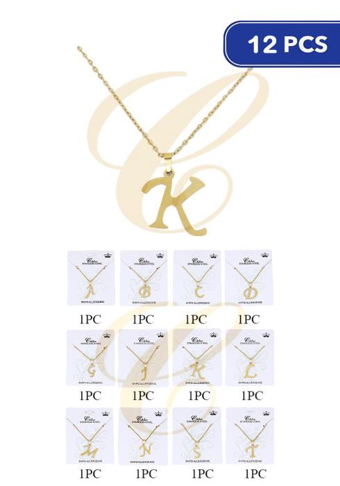 Fashion Initial Pendant Necklace  - G (Dozen per Pack)