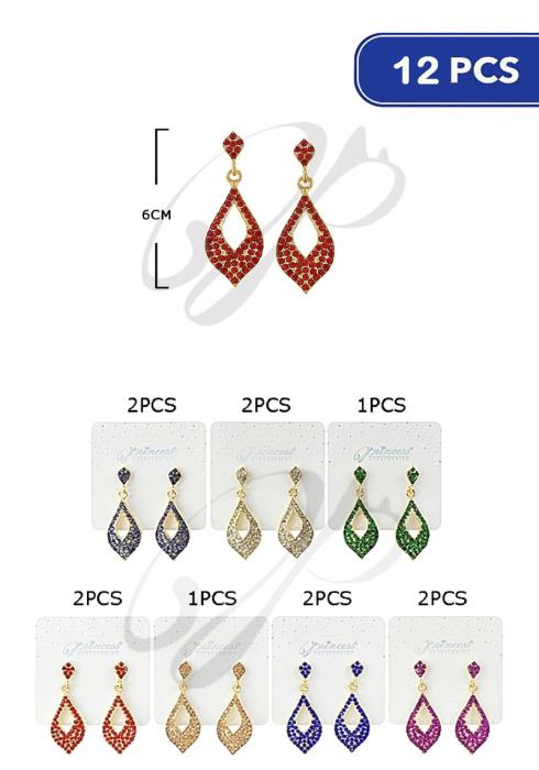 Fashion Rhinestone Teardrop Dangle Earring  - R (Dozen per Pack)