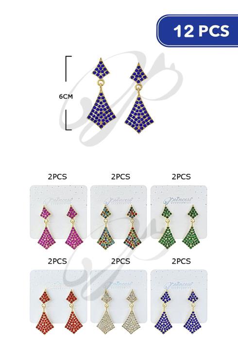 Fashion Rhinestone Dangle Earring  - M (Dozen per Pack)