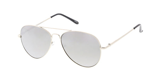 2919MIR/MH Standard Unisex Metal Silver Aviator w/ Silver Mirror Lens (Single Color)