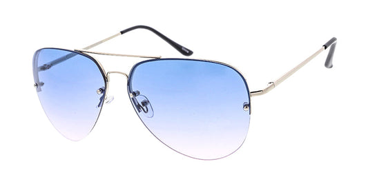 3396MH Women's Metal Large Rimless Half Frame Aviator w/ Two Tone Lens