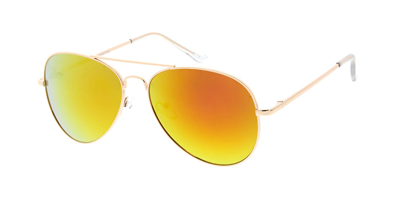 3483GLD/RV Unisex Standard Metal Aviator Spring Temples Gold Frame w/ Color Mirror Lens