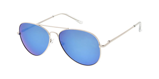 Unisex Metal Standard Aviator Spring Temples Silver Frame w/ Color Mirror Lens (Pack of Dozen)