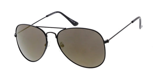 Unisex Metal Large Aviator Black Frame w/ Color Mirror Lens (Pack of Dozen)