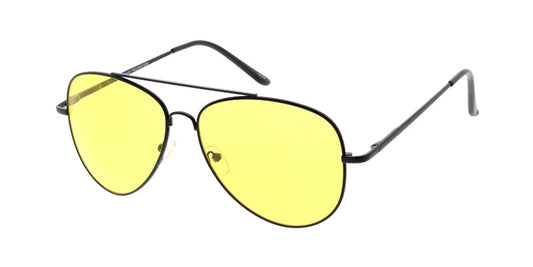 3562YEL/MH Unisex Metal Large Aviator Spring Temples w/ Yellow Lens