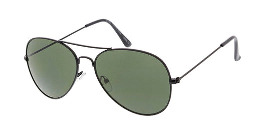 Unisex Metal Standard Aviator w/ Grey-Green Lens (Pack of Dozen)