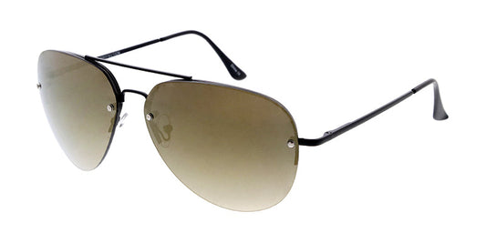 Women's Black Large Metal Aviator Rimless Half Frame w/ Mirror Lens (Pack of Dozen)