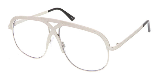 4533CLR Unisex Retro Metal Criss Cross Frame Blue Light Filtering Clear Lens Computer Glasses