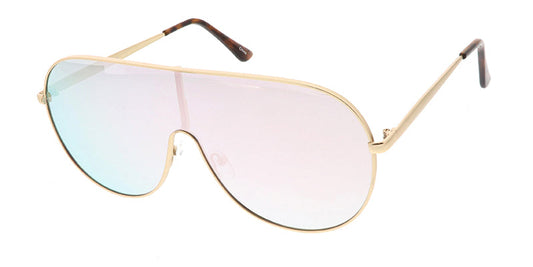 4628RV Unisex Metal Shield Aviator w/ Color Mirror Lens