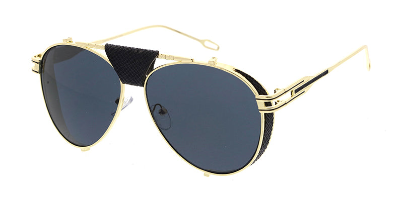 Unisex Metal Medium Aviator Tear Drop Frame w/ Faux Leather Accents (Pack of Dozen)