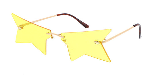 4976 Unisex Metal Medium Rimless Semi Star Novelty Lens