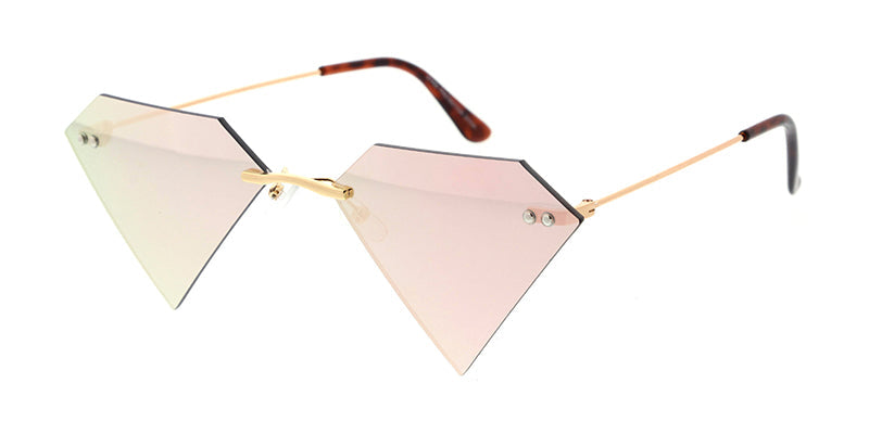 4979RV Unisex Metal Medium Rimless Diamond Novelty Frame w/ Color Mirror Lens